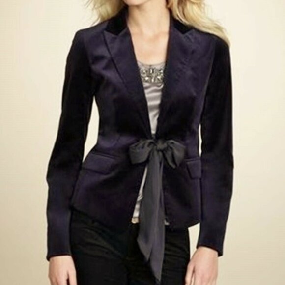 Ann Taylor Maroon Velvet Jacket Blazer Size 2 NWT Stretch Old Money Quiet Luxury - Picture 3 of 16